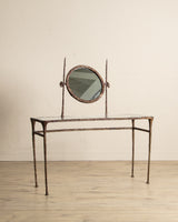 Solid Bronze Vanity Table w/ Mirror Manner of Alberto Giacometti, USA, 1960's