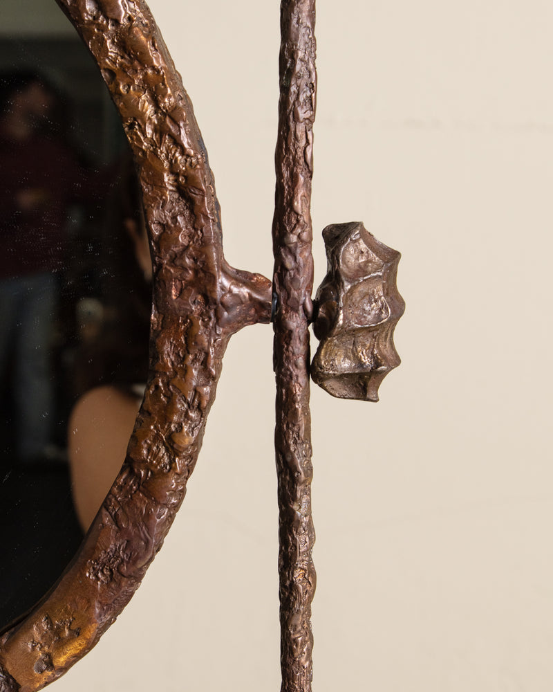 Solid Bronze Vanity Table w/ Mirror Manner of Alberto Giacometti, USA, 1960's