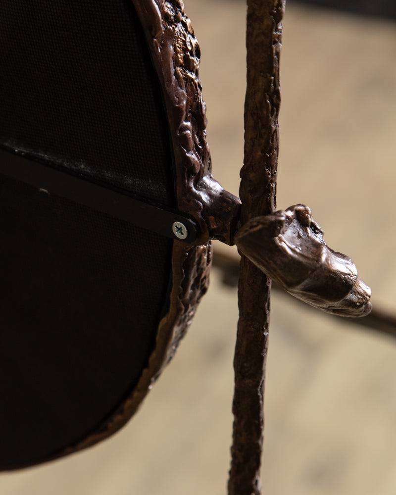 Solid Bronze Vanity Table w/ Mirror Manner of Alberto Giacometti, USA, 1960's