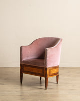 Art Deco Inlaid Mahogany & Velour Club Chair, Sweden, 1930's