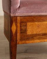 Art Deco Inlaid Mahogany & Velour Club Chair, Sweden, 1930's