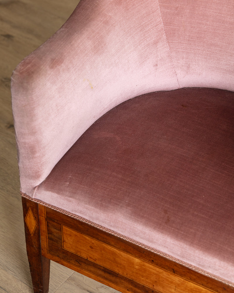 Art Deco Inlaid Mahogany & Velour Club Chair, Sweden, 1930's