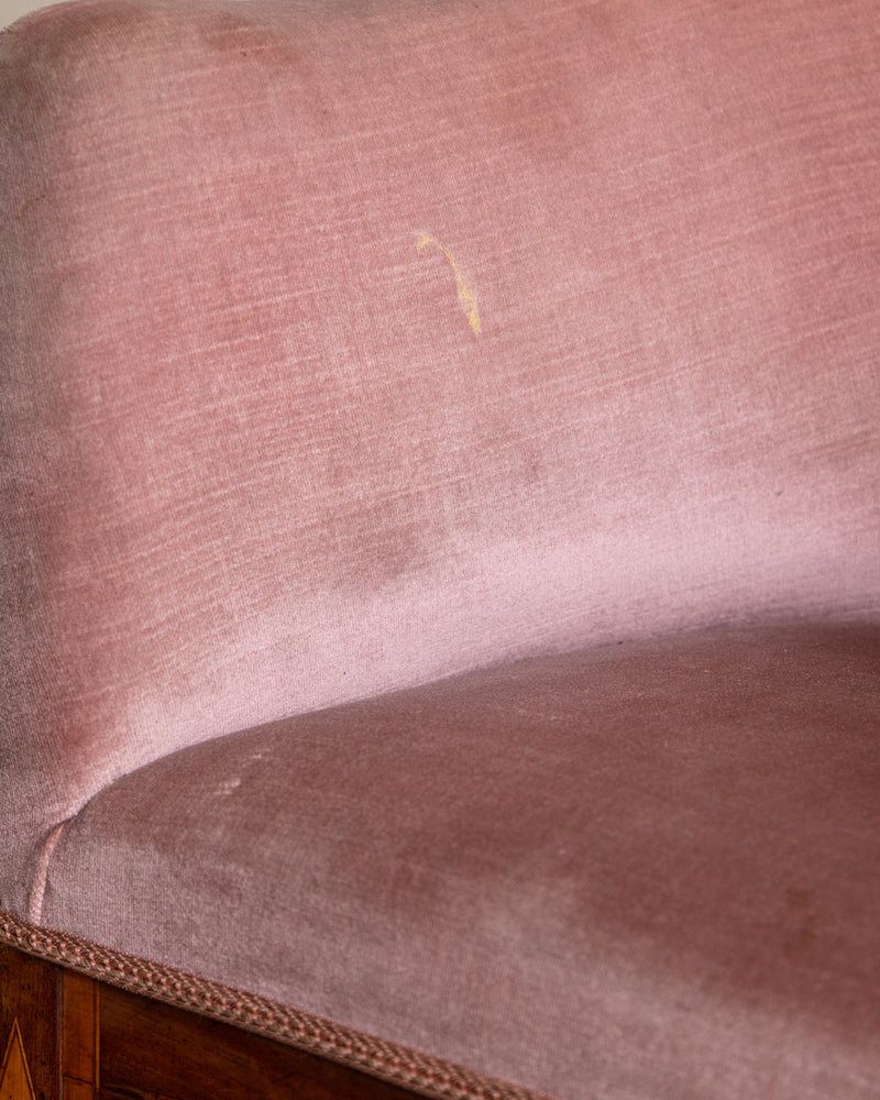 Art Deco Inlaid Mahogany & Velour Club Chair, Sweden, 1930's