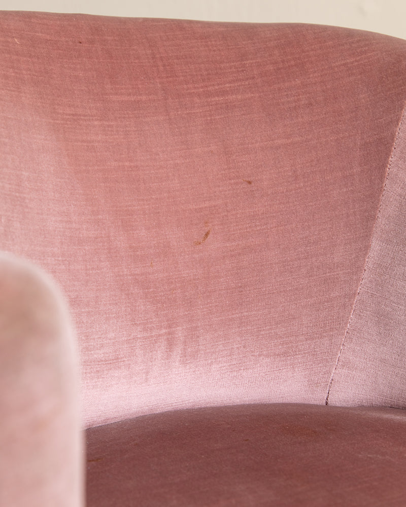 Art Deco Inlaid Mahogany & Velour Club Chair, Sweden, 1930's