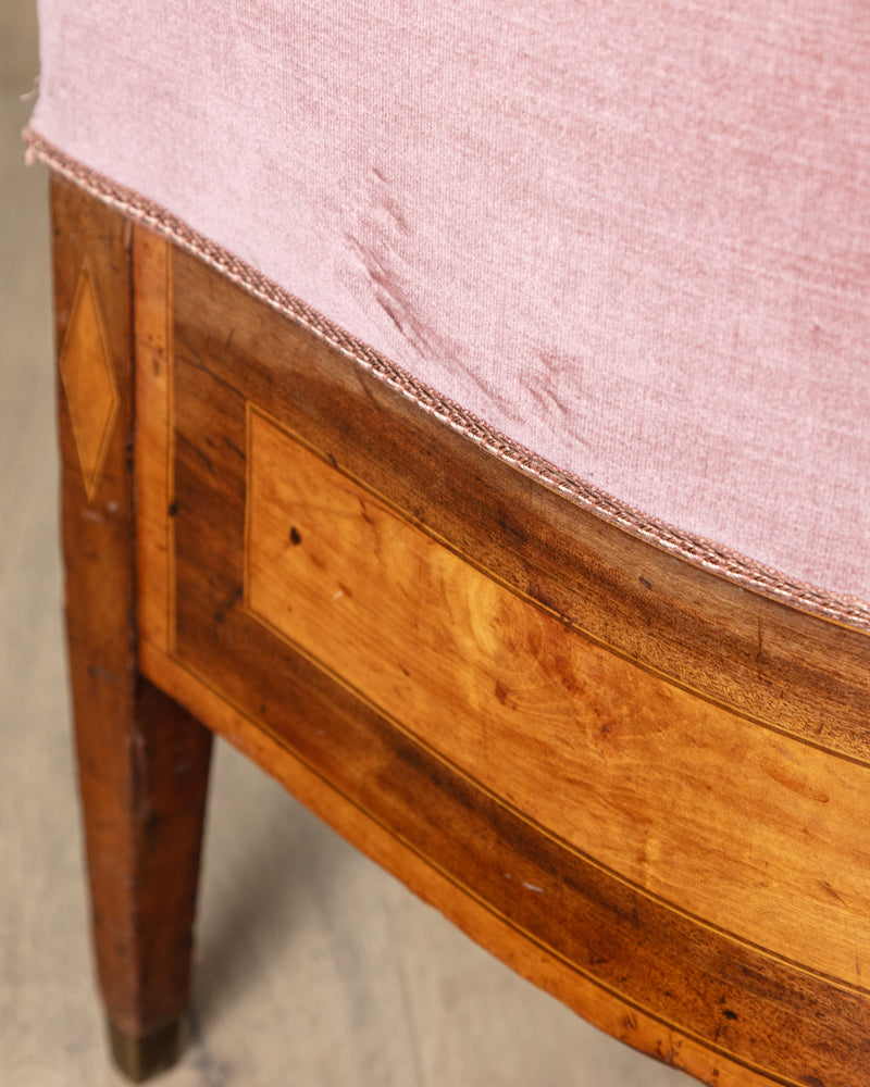 Art Deco Inlaid Mahogany & Velour Club Chair, Sweden, 1930's