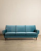 Mid Century Teal Mohair Sofa w/ Rope Trim, Denmark, 1960's