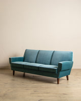 Mid Century Teal Mohair Sofa w/ Rope Trim, Denmark, 1960's
