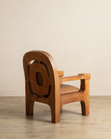 Dutch Brutalist Oak & Leather Lounge Chair, 1970's