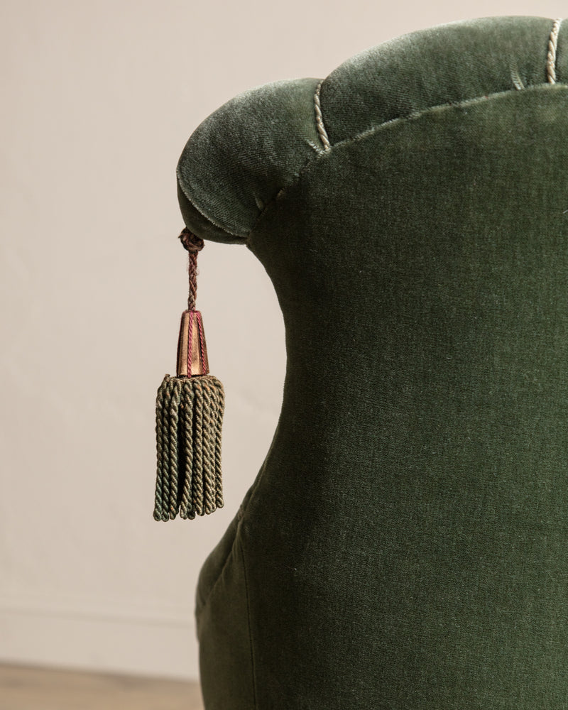 Pair of Swedish Tassel Back Mohair Parlor Chairs, 1930's