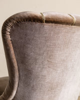 Danish Taupe Velvet Tufted Lounge Chair, 1960's