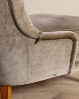 Danish Taupe Velvet Tufted Lounge Chair, 1960's