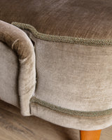 Danish Taupe Velvet Tufted Lounge Chair, 1960's