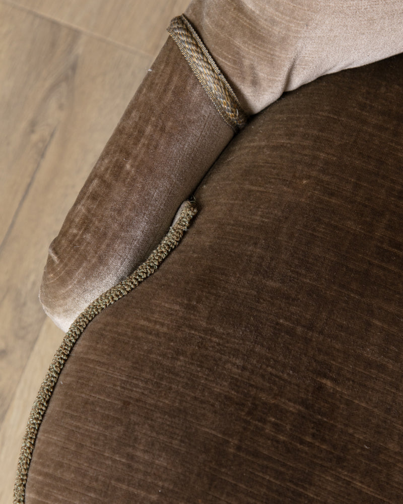 Danish Taupe Velvet Tufted Lounge Chair, 1960's