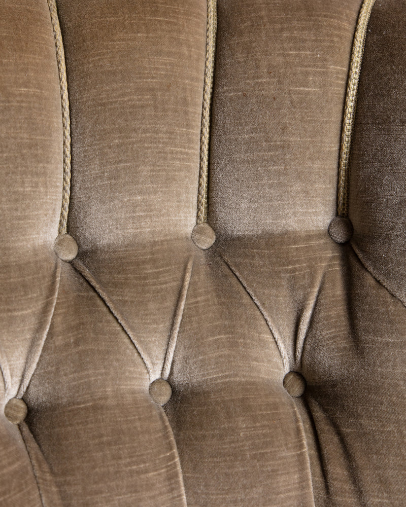 Danish Taupe Velvet Tufted Lounge Chair, 1960's
