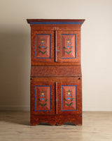 Scandinavian Folk Art Painted Secretary Cabinet, Dated 1916