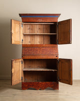 Scandinavian Folk Art Painted Secretary Cabinet, Dated 1916