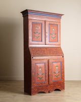 Scandinavian Folk Art Painted Secretary Cabinet, Dated 1916