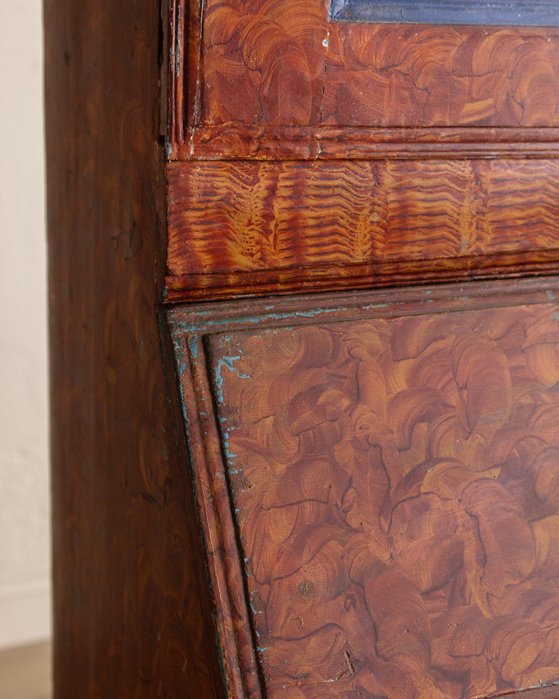 Scandinavian Folk Art Painted Secretary Cabinet, Dated 1916