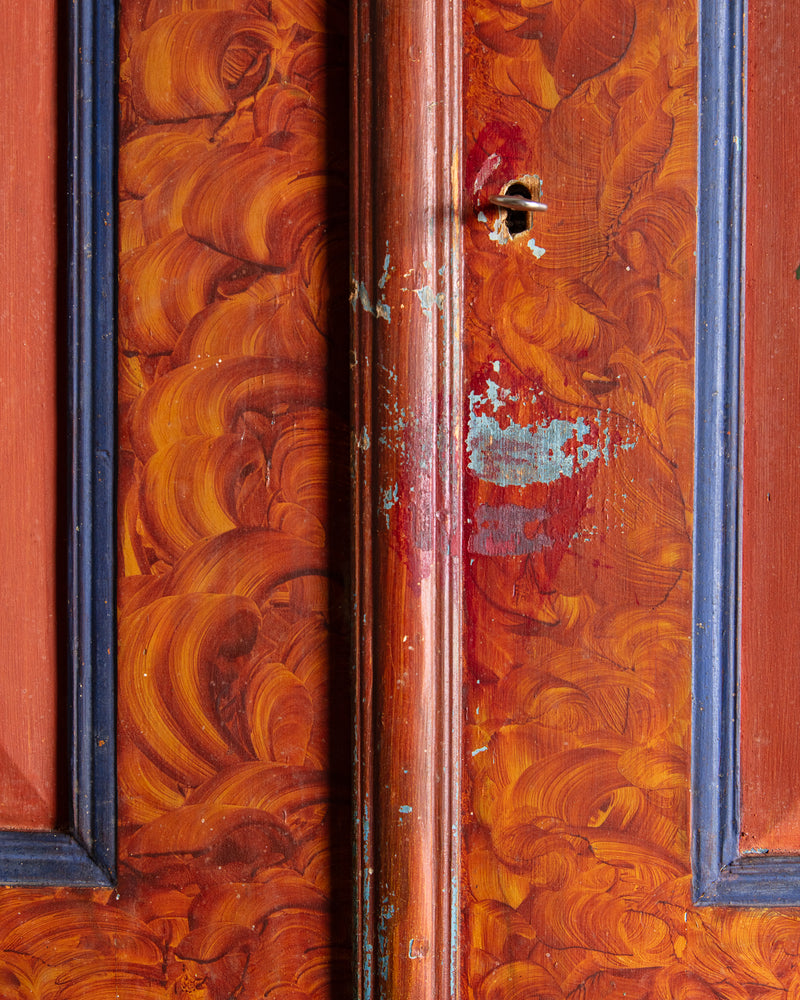 Scandinavian Folk Art Painted Secretary Cabinet, Dated 1916