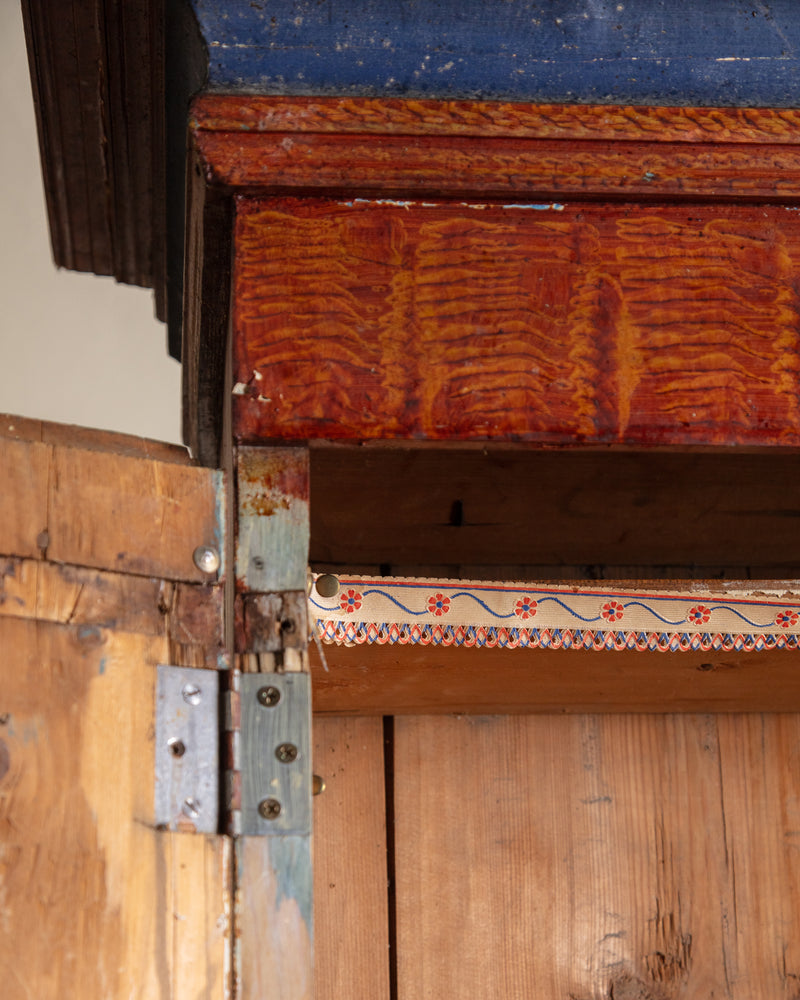 Scandinavian Folk Art Painted Secretary Cabinet, Dated 1916