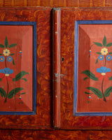 Scandinavian Folk Art Painted Secretary Cabinet, Dated 1916