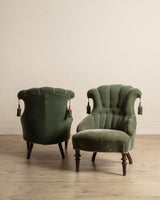 Pair of Swedish Tassel Back Mohair Parlor Chairs, 1930's