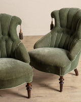 Pair of Swedish Tassel Back Mohair Parlor Chairs, 1930's