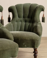 Pair of Swedish Tassel Back Mohair Parlor Chairs, 1930's