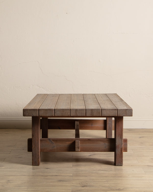 Brutalist Pine Coffee Table by Jens Lyngsoe, Denmark, 1970's