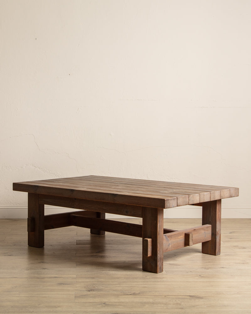 Brutalist Pine Coffee Table by Jens Lyngsoe, Denmark, 1970's