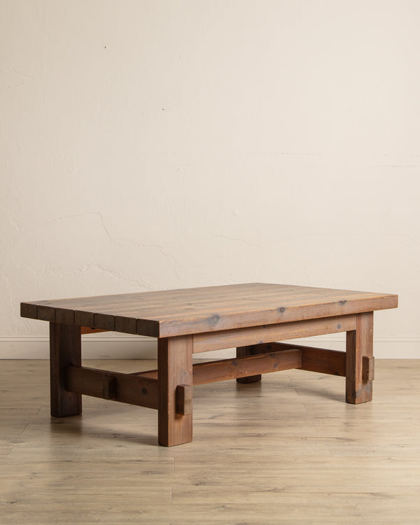 Brutalist Pine Coffee Table by Jens Lyngsoe, Denmark, 1970's