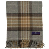 Highland Tartan Tweed Merino Wool Throw - Acorn