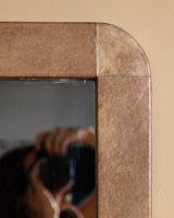 55" Parchment Wall Mirror with Rounded Corners, France, 1960's - Lone Fox