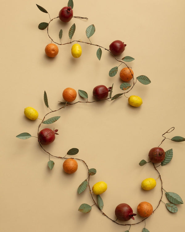 72"L Hand - Painted Metal Toleware Fruit Garland - Lone Fox