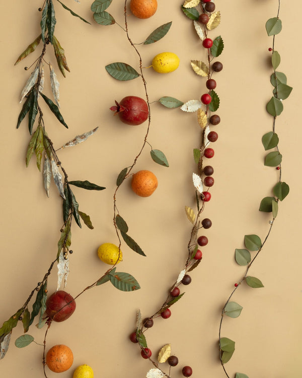 72"L Hand - Painted Metal Toleware Ivy & Berries Garland - Lone Fox