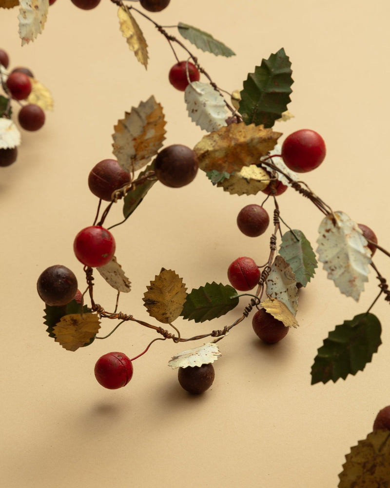 72"L Hand - Painted Metal Toleware Ivy & Berries Garland - Lone Fox