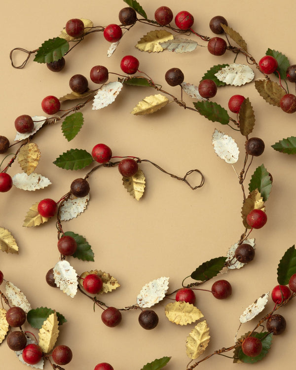 72"L Hand - Painted Metal Toleware Ivy & Berries Garland - Lone Fox