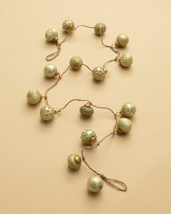 72"L Olive Embossed Mercury Glass Ornament Garland - Lone Fox