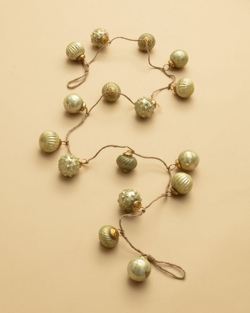 72"L Olive Embossed Mercury Glass Ornament Garland - Lone Fox