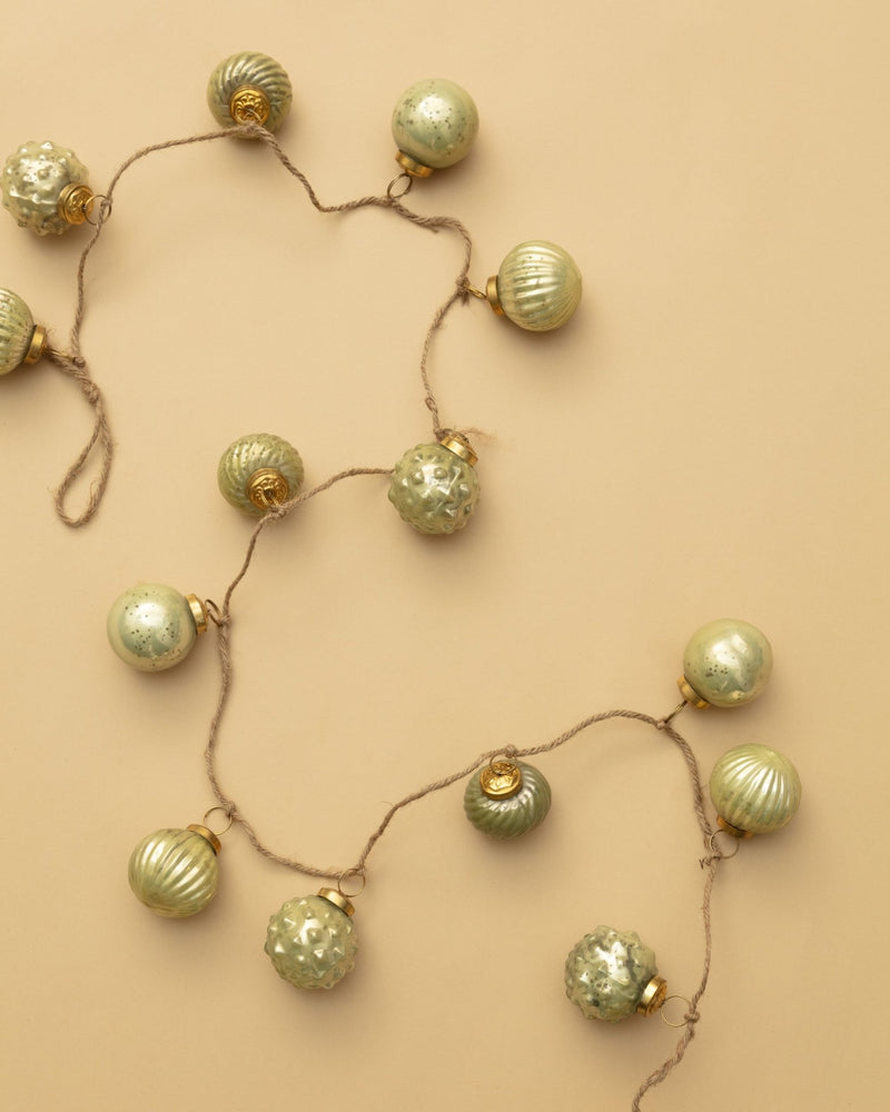 72"L Olive Embossed Mercury Glass Ornament Garland - Lone Fox