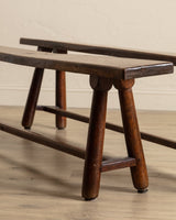 78" French Oak Wood Bench, France, 1920's (2 Available) - Lone Fox