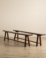78" French Oak Wood Bench, France, 1920's (2 Available) - Lone Fox