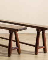 78" French Oak Wood Bench, France, 1920's (2 Available) - Lone Fox