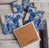 Delft Mermaids Stone Coasters