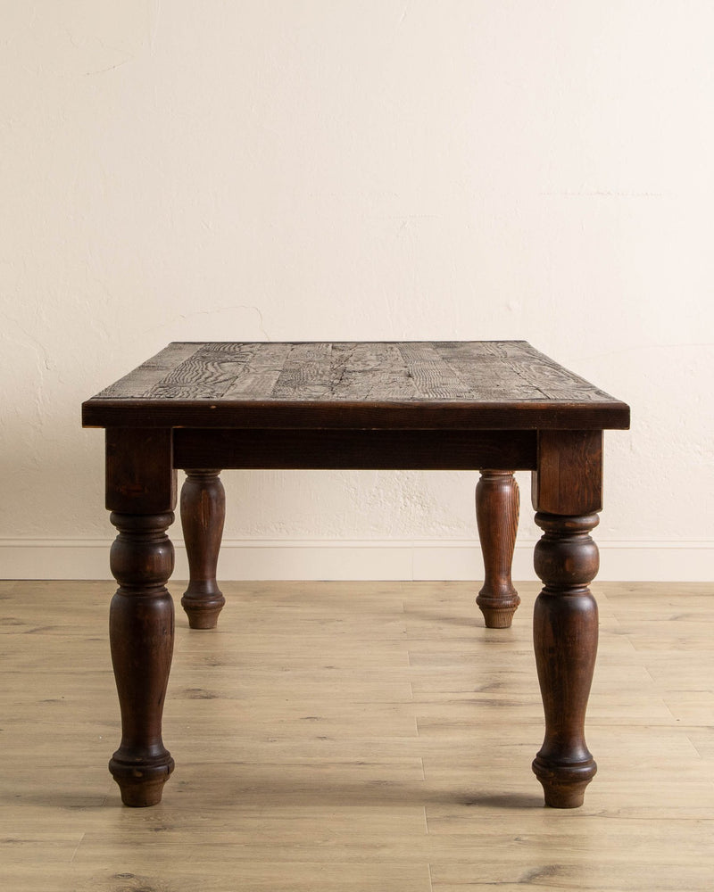 84" Dark Pine Turned Leg Dining Table - Lone Fox