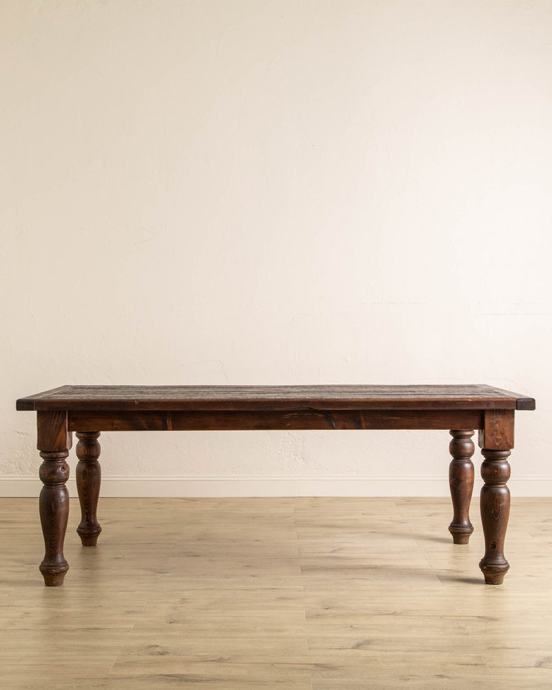 84" Dark Pine Turned Leg Dining Table - Lone Fox