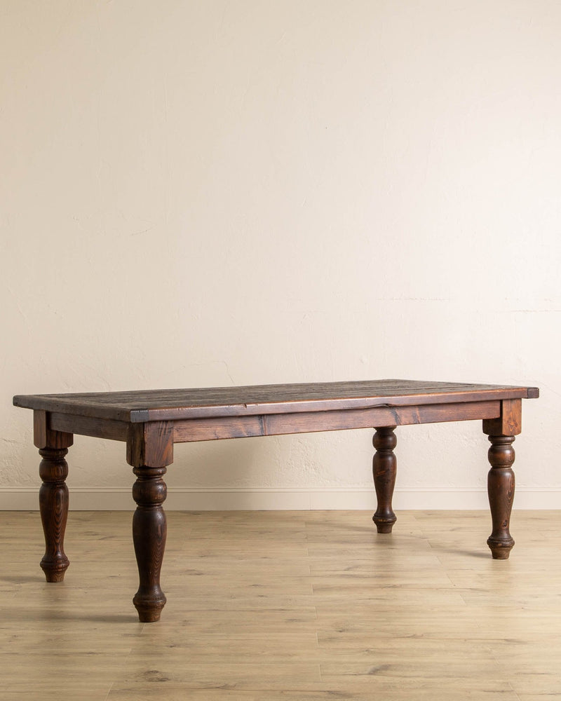 84" Dark Pine Turned Leg Dining Table - Lone Fox