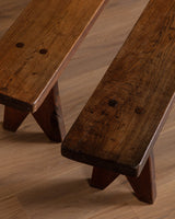 88" Oak Plank Bench, France, 1920's (2 Available) - Lone Fox
