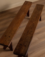88" Oak Plank Bench, France, 1920's (2 Available) - Lone Fox
