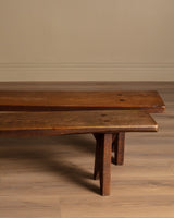 88" Oak Plank Bench, France, 1920's (2 Available) - Lone Fox